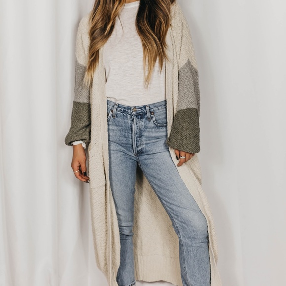 NEW// Cotton Pocketed Maxi Colorblock Duster - Picture 2 of 7